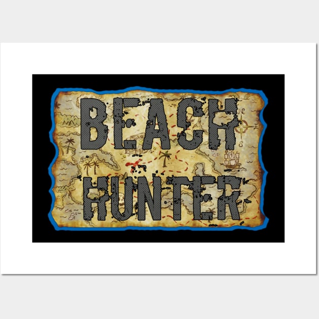 Metal detecting beach Hunter treasure map Wall Art by Coreoceanart